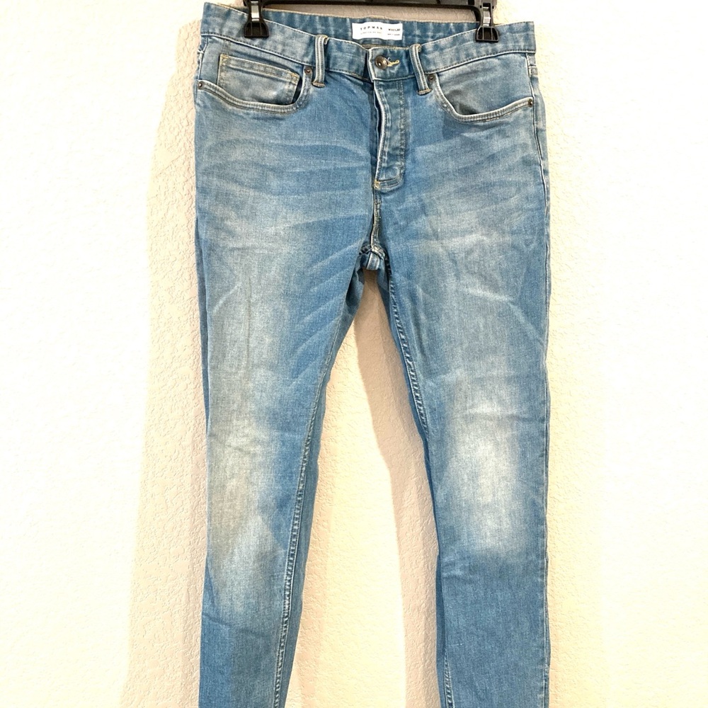 Topman Blue Stretch Skinny Jeans